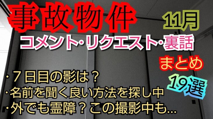 【事故物件】11月のコメント･リクエスト･裏話まとめ【心霊スポット、ユーチューバー】心霊、住んでみた、ガチ、１週間、心霊現象、心霊映像、日常、オカルト、怖い、動画、映像、幽霊、怪談、廃墟、怪奇現象